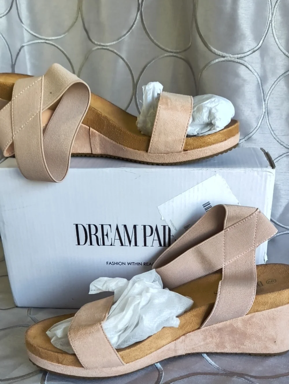 Dream Pairs Blush Suede Ankle Strap Wedge Sandals SS3
